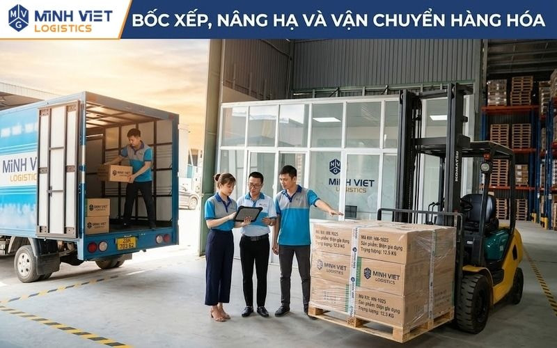 Bốc xếp, nâng hạ và vận chuyển hàng hóa đến địa điểm mới